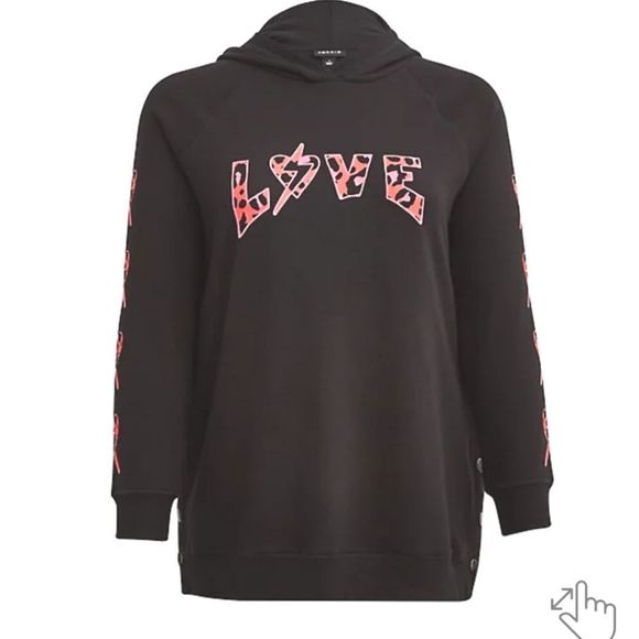 Torrid Tunic Cozy Hoodie Fleece Love Leopard Bolt Size 1X - Picture 16 of 17